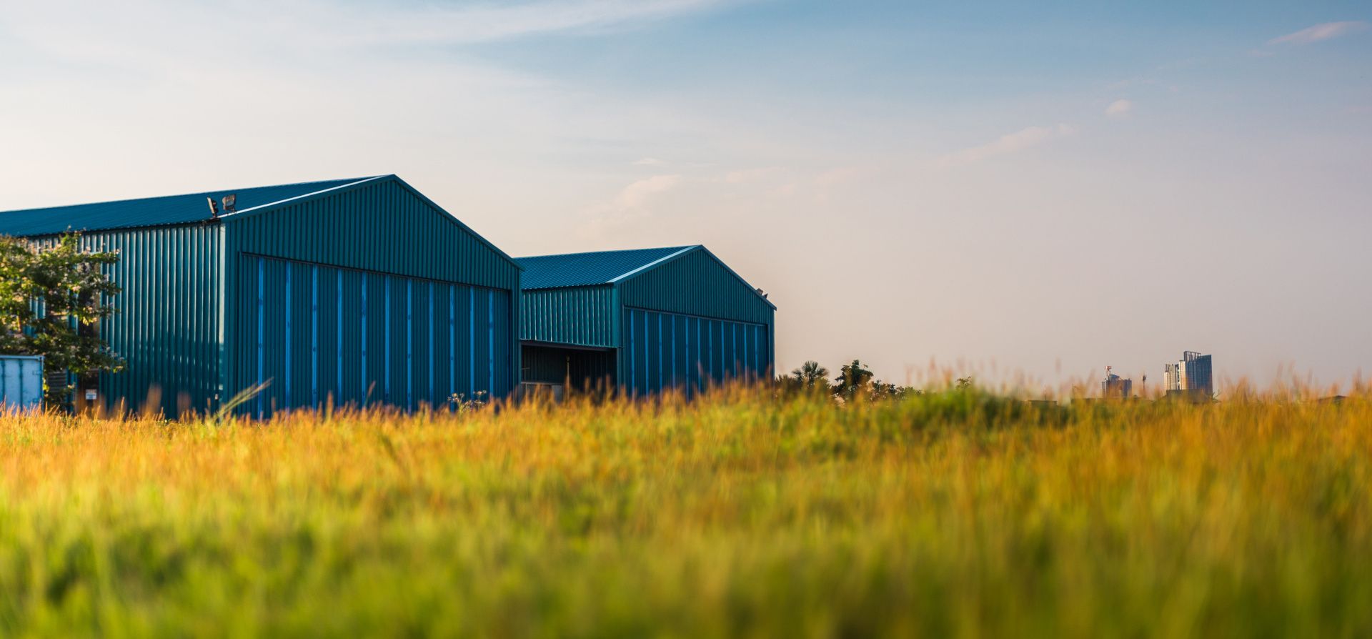 Closed Steel Frame building on a farm